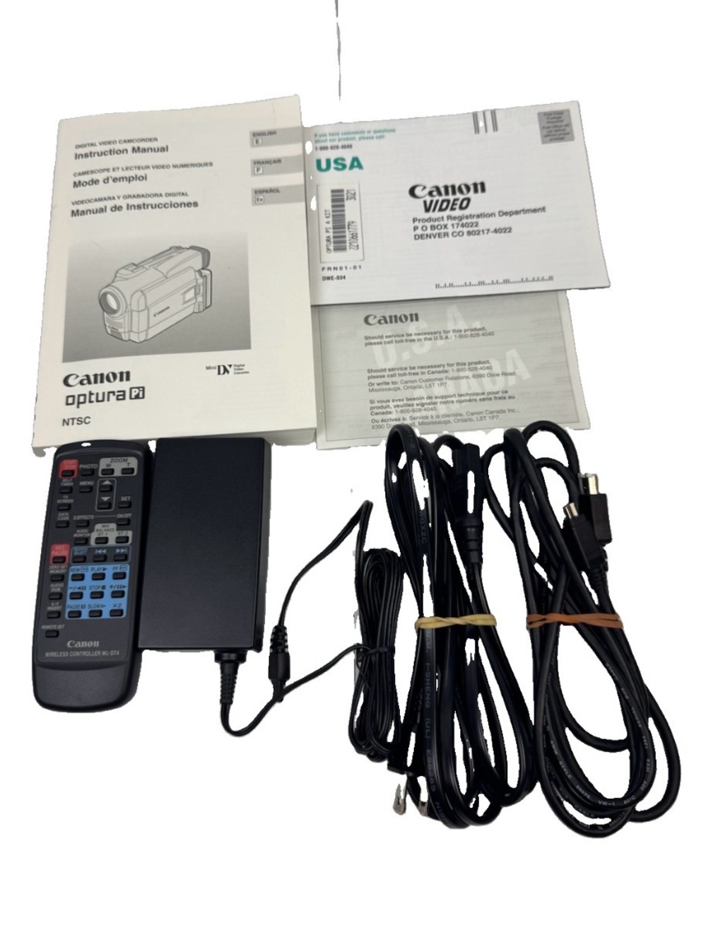 OEM Canon Optura Pi MiniDv Lot Remote WL-D74 Power Supply Cable Manual